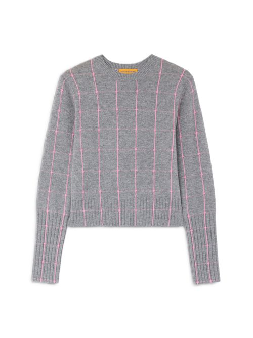 Cashmere Check Crewtop GUEST IN RESIDENCE | W49410JLHRGSPR HEATHERGREY/SPRINK